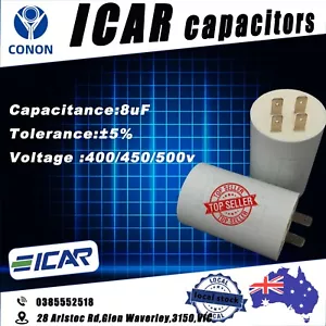 8.0uF Run Capacitor ICAR P0 Plastic 400/450/500V Long Life cap motor pump - Picture 1 of 8