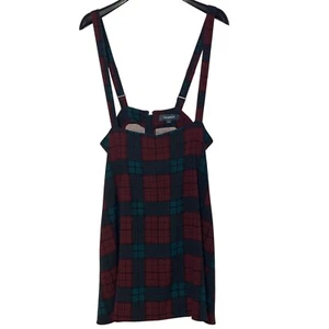Modcloth Overall Suspender Plaid Skirt Academia Punk Skater Goth Sz XL - Picture 1 of 6