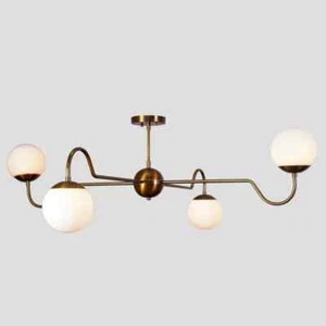 Wall Chandelier Four Light Glass Globe Mid Century Ceiling Modern Light Fixture - Picture 1 of 8