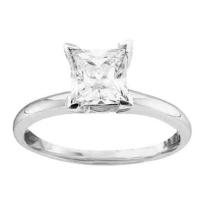 1/4ct Princess Diamond Solitaire Engagement Ring 14k White Gold Bridal Wedding - Picture 1 of 2