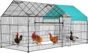 Large Metal Chicken Coop Cage Waterproof Cover Outdoor Backyard Cage Pet Playpen - Picture 1 of 7