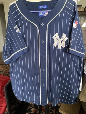 Camiseta deportiva a rayas New York Yankees Starter azul marino talla XL Foto 1 de 4