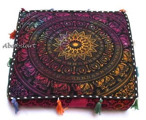 16X16X4" Indian Square Box Cushion Cover Mandala Floor Pillow Cover Home Decor - Picture 1 of 3