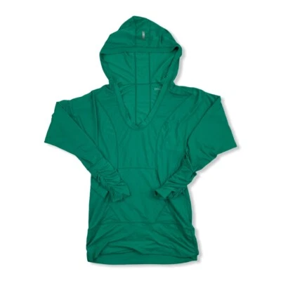 Camisa Pullover Zella Verde Con Capucha L/S Agujeros para Pulgar Bolsillo Canguro Talla S Elastizada Foto 1 de 4