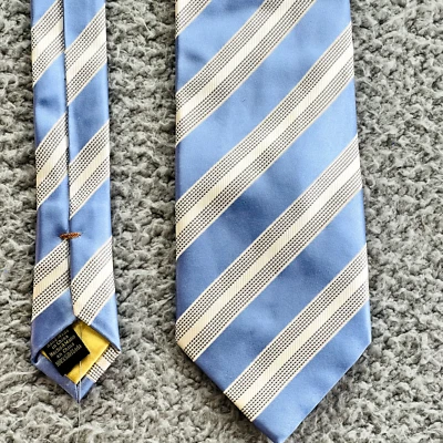Gravata masculina Donald Trump Signature Collection listra azul/creme 100% seda - Imagem 1 de 4