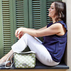Earth Squared Fair Trade Classic Polka Dot Canvas Messenger Crossbody Bag Green
