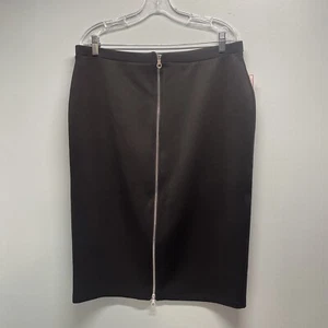 Bisou Bisou Michele Bohbot X-Large Full Silver Zip Pencil Skirt Stretch Black - Picture 1 of 23