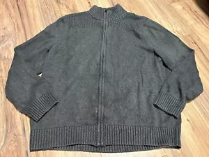 Lands' End Mens Full Zip Cardigan Sweater Mock Neck Long Sleeve Size Large Gray - Picture 1 of 2