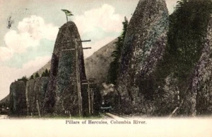 1909 POSTCARD PILLARS OF HERCULES COLUMBIA RIVER OREGON TRAIN RAILWAY - Picture 1 of 2