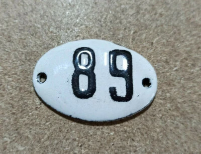 Letrero esmaltado vintage número 89 placa de puerta de la Casa Blanca metal porcelana estaño Foto 1 de 3