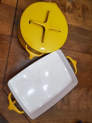 Juego De Colección 2 Platos Esmaltados Amarillos Dansk Francia Olla y Sartén para Hornear Estilo Koben Foto 1 de 4