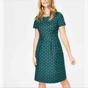 Abito BODEN 2 P Sierra verde blu jacquard stampa fiori A Ling manica corta usato in ottime condizioni - Foto 1 di 5