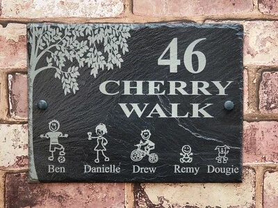 Slate Stick Family 34 x 23 x 5 House Sign Large Plaque Personalised with fixings - Image 1 of 4