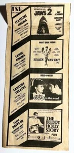 GREASE, JAWS 2, BUDDY HOLLY ~ 1978 Lake Tahoe Movie Advertisement - Picture 1 of 1