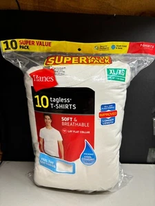 (10er Pack) Hanes Herren weißes Crew T-Shirt Unterhemden super günstig Baumwolle Gr. XL - Bild 1 von 5
