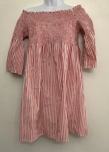 Michael Kors Women’s Off Shoulder Dress Bell Sleeves Red White Size Medium - Picture 1 of 19