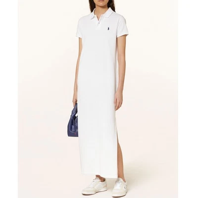 Polo Ralph Lauren White Pique Cotton Short Sleeve Maxi Polo Dress Size Medium - Image 1 of 4