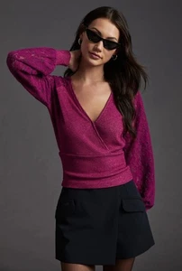 NWT Anthropologie Lace-Sleeve Sweater Top size M - Picture 1 of 9