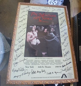 Orig. Broadway Cast Signiertes Poster The Merchant of Venice 1989/'90 DUSTIN HOFFMAN - Bild 1 von 1