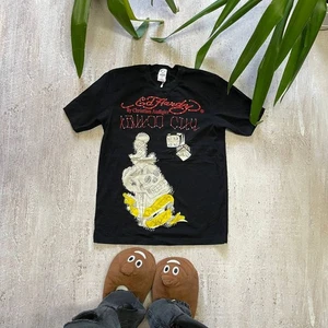 Vintage Y2K ED HARDY CHRISTIAN AUDIGIER SKULL AND DICE T Shirt Size L MEN`S - Picture 1 of 8