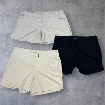 批量 3 件 Columbia 女式短裤 XL 码 Omni-Shade Omni-Wick 棕褐色/黑色 — 第 1/4 张图片