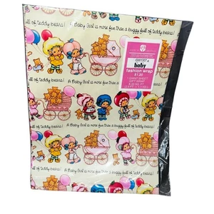 American Greetings vintage Strawberry Shortcake baby shower girl gift wrap NEW - Picture 1 of 6