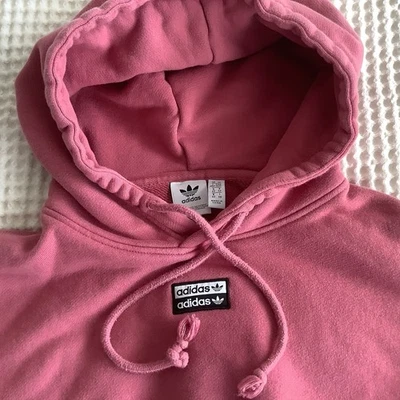 Mujer ADIDAS Original 3STRIPE Puño, Gran Tamaño CROP Sudadera con Capucha (Granate) Talla M Foto 1 de 4