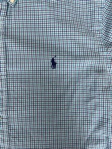 Ralph Lauren Mens Button Up Slim Shirt Plaid Long Sleeve Cotton Green Size L 222 - Picture 1 of 6