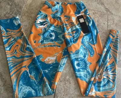 NUEVO CON ETIQUETAS~NFL Mujer Miami Dolphins Leggings Atléticos Pantalón~Talla Pequeña~Majestuoso Zubaz  Foto 1 de 4