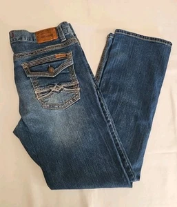 Seven 7 Jeans Straight Fit Blue Stretch Denim Embroidered Pockets Men's 36x34 - Picture 1 of 11