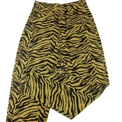Pantalones de mezclilla para mujer Mango MNG cintura alta cónicos talla 2 amarillo cebra a rayas Foto 1 de 4