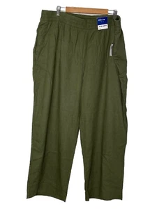 NWT Old Navy Women’s Wide Leg Pull on pants green elastic waist Linen blend XXL - Picture 1 of 10
