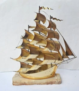 VINTAGE LARGE DEMOTT SHIP SCULPTURE HANDMADE MODERNIST SAIL SHIP SIGNED ORIGNAL - Bild 1 von 23