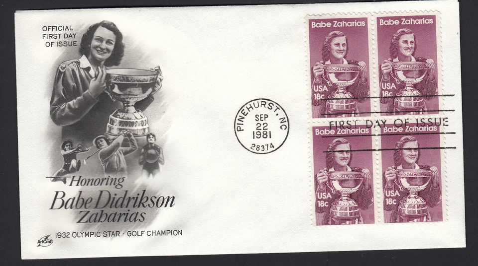 Babe Didrikson Zaharias 1981 USPS First Day Cover 4 18 cent Commemorative Stamps - Image 1 of 1