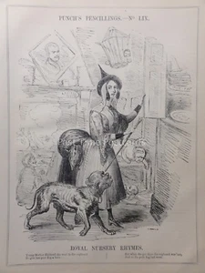 c1843 ROYAL NURSERY RHYMES - YOUNG MOTHER HUBBARD Punch Satirical Cartoon - Picture 1 of 2