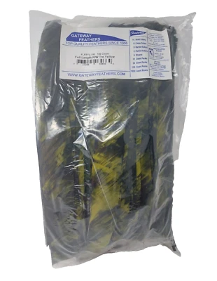 100 Pack Gateway Feathers FULL LENGTH Right Wing: Camo Tre Yellow: FLRTYL-100 - Image 1 of 4