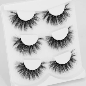 3 pares de pestañas postizas naturales 3D largas gruesas mixtas pestañas postizas maquillaje visón - Imagen 1 de 8