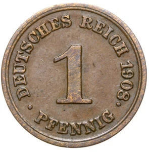 German Empire-Empire-Wilhelm II coin-1 Pfennig 1908 E - Picture 1 of 2