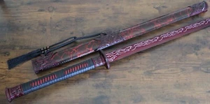 44” Ninja Sword Extra Long Two Hand Sword Tanto Sharp Battle Ready Red Manganese - Picture 1 of 14