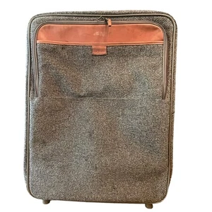 Hartmann Tweed/Leather Rolling Wheeled Large Luggage Bag Vtg 27x20x13" Expands - Picture 1 of 15