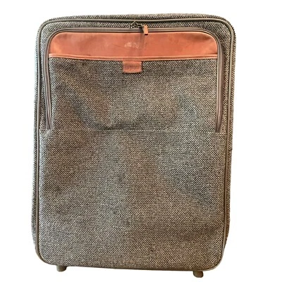Hartmann Tweed/Leather  Rolling Wheeled Large Luggage Bag Vtg 27x20x13" Expands - Image 1 of 4