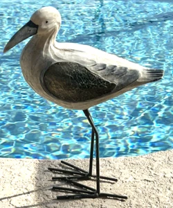 Möwe Vogel Skulptur Mosaik Glas Flügel Metallbein Handarbeit geschnitzte Figur 14 Zoll - Bild 1 von 13