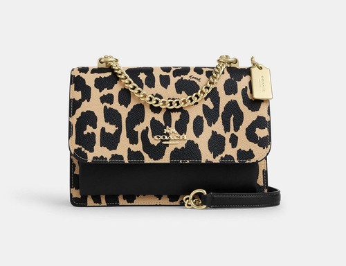 Borsa a tracolla Coach Klare nuova con etichetta con stampa leopardata CV944 leopardata multi