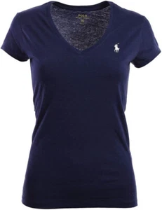 Polo Ralph Lauren Womens Navy Blue Soft Knit V-neck Tee T-Shirt, S Small 4533-4 - Picture 1 of 1