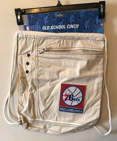 NBA Philadelphia 76ers Old School Canvas Cinch Bag Beige One Size Lightweight Cover