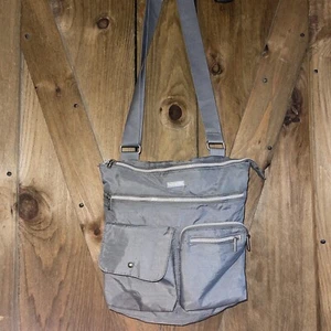 BAGGALLINI crossbody bag, Gray with Yellow lining, 10” x 9“ x 2 - Picture 1 of 7