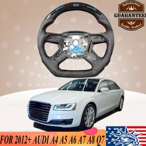 Real Carbon Fiber LED Sport Steering Wheel For 2012+ Audi A4 A5 A6 A7 A8 Q7 2016 - Picture 1 of 6