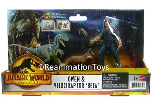 Jurassic World Park Dominion Owen & Blue Velociraptor Beta Neu Mint auf Karte MOC - Bild 1 von 3