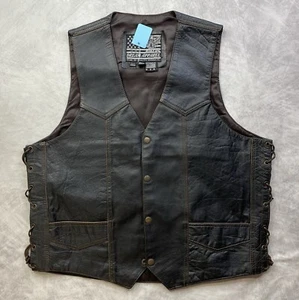 Vintage USA Bikers Dream Apparel Vest Native American Embossed Size 44 - Picture 1 of 7