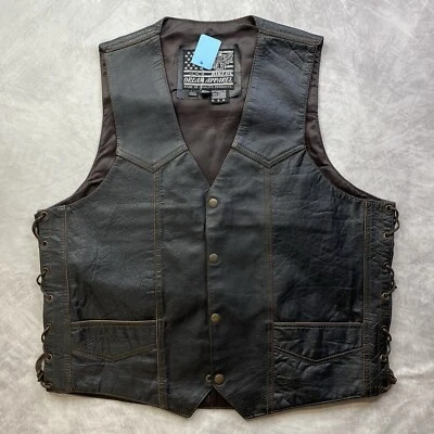 Vintage USA Bikers Dream Apparel Vest Native American Embossed Size 44 - Image 1 of 4